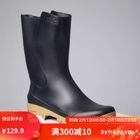 迪卡侬短筒雨鞋雨靴水鞋女成人防滑中筒水靴胶鞋黑3