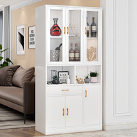 墨尚思酒柜隔断柜现代简约红酒柜展示柜家用酒架陈列烟柜落地靠墙储物柜 【六门两格】优雅暖白色80cm