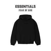 FEAR OF GOD ESSENTIALS拉丝棉质连帽卫衣美式高街潮牌带帽宽松舒适时尚潮流简约外套 玄英黑 Jet Black L