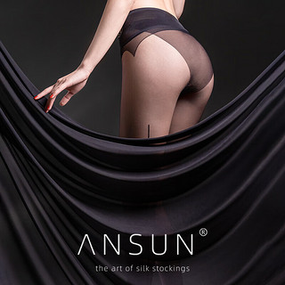 ANSUN 安幸 绫感ANSUN「一缕」后竖线超薄无痕无缝裆网纱腰高腰黑连裤丝袜女 BLACK 御黑色 均码(带腿脚型 私密发货)