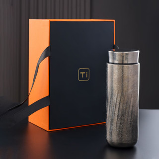 TDE内外纯钛保温杯350ml钻石杯户外便携焖茶杯高档商务礼盒皓月银 纯钛杯皓月银-礼盒款