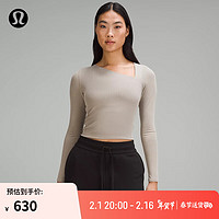 lululemon 丨Soft Ribbed 女士不对称款罗纹长袖 T 恤 LW3HXNS 土灰色 2