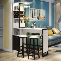 富丽多隔断酒柜小吧台椅现代简约北欧餐厅客厅小户型屏风隔断柜一体吧台 白+黑架 长160宽30