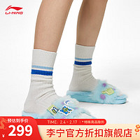 李宁（LI-NING） x 迪士尼联名系列丨拖鞋女子加绒保暖潮流拖鞋 【怪兽大学联名配色】薄蓝色-1 36