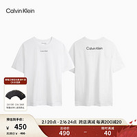 Calvin Klein【吸湿】运动24春夏男士字母印花纯棉跑步短袖T恤4MS4K174 540-月光白 S