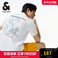 杰克·琼斯(JACK&JONES)男装春夏半袖上衣logo百搭舒适潮男纯棉短袖T恤男224101100 A06 本白色 常规 A06 本白色 175/96A/M