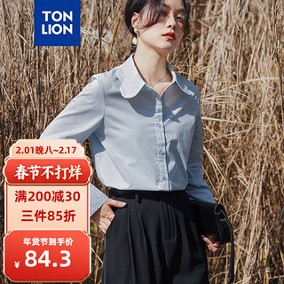 唐狮 TONLION女翻领长袖衬衫WP 淡蓝 S