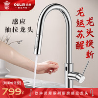 欧琳(OULIN)厨房感应水龙头洗菜盆抽拉式水槽龙头冷热水龙头GY9803