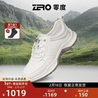 零度Zero男鞋2024春季新款休闲运动鞋轻盈耐磨舒适徒步高弹百搭真皮鞋 白色