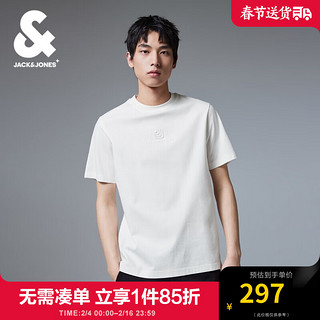 杰克·琼斯（JACK&JONES）男装24年春季男士个性时尚胸前时尚潮流印花装饰短袖T恤 A06本白色 常规 A06本白色 165/88A/XS