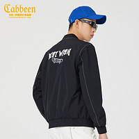 Cabbeen 卡宾 男装黑色夹克春新款明线工装棒球服绣印结合潮A