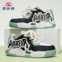 哈比熊（HOBIBEAR）童鞋男童运动鞋春秋小白鞋女童休闲鞋儿童板鞋JD66G81米黑/绿33码