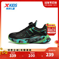 XTEP特步童鞋春秋男童跑步鞋中大童旋纽扣运动鞋儿童 黑/荧光青草绿 35码