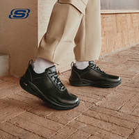 斯凯奇(Skechers)男鞋春季运动皮鞋足弓支撑科技男鞋简约百搭休闲商务皮鞋 BLK黑色 45.5