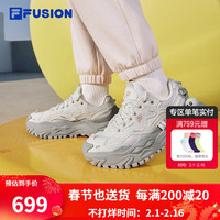 FILA FUSION斐乐潮牌女鞋BIANCO厚底鞋2024春季硬糖鞋跑步鞋 奶白-GD 38