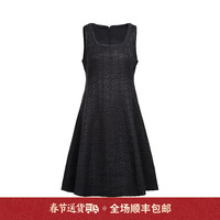 ochirly欧时力 小香风无袖连衣裙2024春装方领气质显瘦A字裙 深灰 XS