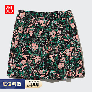 UNIQLO 优衣库 女装 麻混纺裙裤半身裙裤(短裤 23春夏新品) 458155