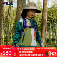 FILA斐乐儿童童装长袖2024春新款中大童男童休闲运动户外套头卫衣 森绿色-DG 1