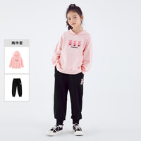 小猪班纳童装2024春装儿童套装中大童女童上衣裤子两件套女孩 粉红 150cm