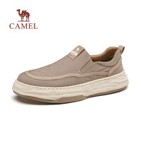CAMEL 骆驼 帆布鞋男轻盈舒适透气溶解板鞋潮套脚鞋子厚底男士运动休闲鞋 G14S070102 杏色 38
