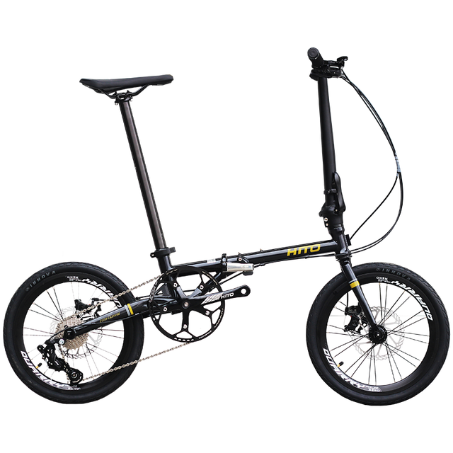 HITO 德国品牌 16英寸铬钼钢车架 9速折叠自行车超轻便携男女式 碳黑色