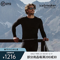 破冰者 美利奴羊毛男200 Oasis户外登山跑步打底套装滑雪功能内衣套装 黑色 L