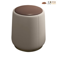 克里斯麦斯小皮凳轻奢茶桌凳子北欧家用茶几凳化妆凳小圆凳意式极简功夫茶 咖啡色(旋转功能款)