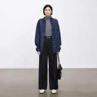 DUIBAI 对白 2023冬装简约通勤肌理感直筒裤女式休闲长裤