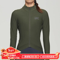 桀骜無盡GRC桀骜无尽女士秋冬TECH系列长袖抓绒保暖上衣公路车骑行服 暗林绿色 M