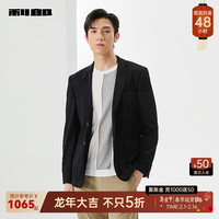 利郎休闲西服男外套时尚印花2024春季男士单西上衣 黑色(23CDX131SA) 170/84A