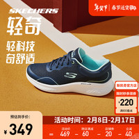 斯凯奇(Skechers)轻奇2024春季男女子跑步鞋舒适缓震运动休闲鞋150048 女款-海军蓝色/青绿色/NVTQ 39