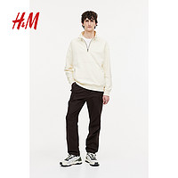 H&M HM男女同款2023冬季新款休闲慵懒拉链立领棉质宽松版卫衣1196978