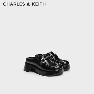 CHARLES&KEITH24春季甜酷穆勒拖包头厚底拖鞋女CK1-70580219 Black Box黑色 35