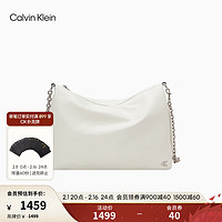 Calvin Klein女包24春夏简约金属字母拉链链条单肩斜挎枕头包新年DH3575 115-象牙白 OS