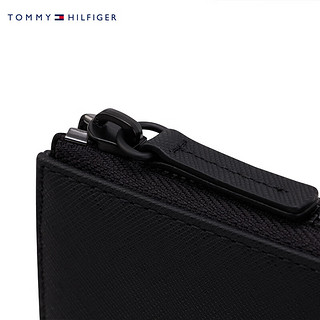 TOMMY HILFIGER 24春季男装十字纹牛皮革多卡位证件零钱卡包钱包12361 黑色BDS OS