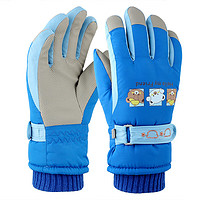 AUBURN 儿童手套 滑雪手套骑行手套7岁到12岁保暖卡通冬季手套 三只小熊蓝色C3216 7-12岁