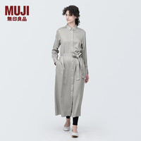 無印良品 MUJI（無印良品 ）女式 粘纤混 衬衫领 长袖连衣裙 女装长裙裙子 BC2J2A4S 浅灰色 S(155/80A)