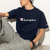 Champion 美版CHAMPION冠军T恤男女印花草写logo刺绣打底短袖ins潮集C