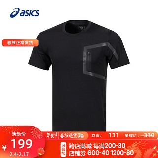 ASICS 亚瑟士 T恤男子运动休闲短袖 2031D136-001 黑色 L