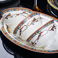 景德镇陶瓷碗家用防烫高脚碗米饭碗简约轻奢 爱马仕 4.5英寸高脚碗*4个