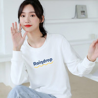 燠阳百搭棉卫衣 秋男女同款宽松装 白色-raindrop L【110-125斤】