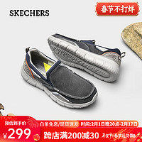 SKECHERS 斯凯奇 男鞋休闲鞋百搭时尚帆布鞋舒适复古一脚蹬