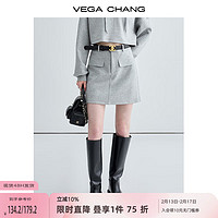 VEGA CHANG时尚套装女2024年春季运动休闲短卫衣半裙两件套 花灰色（半裙） S