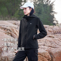 拓路者（Pioneer Camp）户外软壳衣女防水防风夹克春季薄绒保暖连帽外套冲锋衣内胆登山
