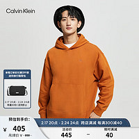 卡尔文·克莱恩 Calvin Klein Jeans秋冬男士经典休闲简约刺绣抓绒连帽套头卫衣40HM256 GQT-骆驼棕 M