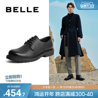 BeLLE 百丽 男鞋商务正装圆头皮鞋男士23秋新德比鞋真皮青年增高A1208CM3