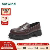 热风 hotwind2024年春季女士时尚休闲黑色百搭乐福鞋 02棕色 35 正码