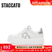 STACCATO 思加图 2024春季时尚小白鞋厚底增高板鞋运动休闲鞋女鞋S1026AM4 清爽白 37