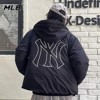 美职棒（MLB）羽绒服男女 冬季纽约洋基队运动服保暖防风时尚连帽外套 黑色/50BKS/纽约洋基队 XS