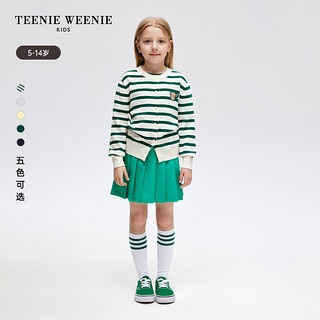 Teenie Weenie Kids小熊童装24早春女童圆领纽扣针织毛衣开衫 中灰色 130cm